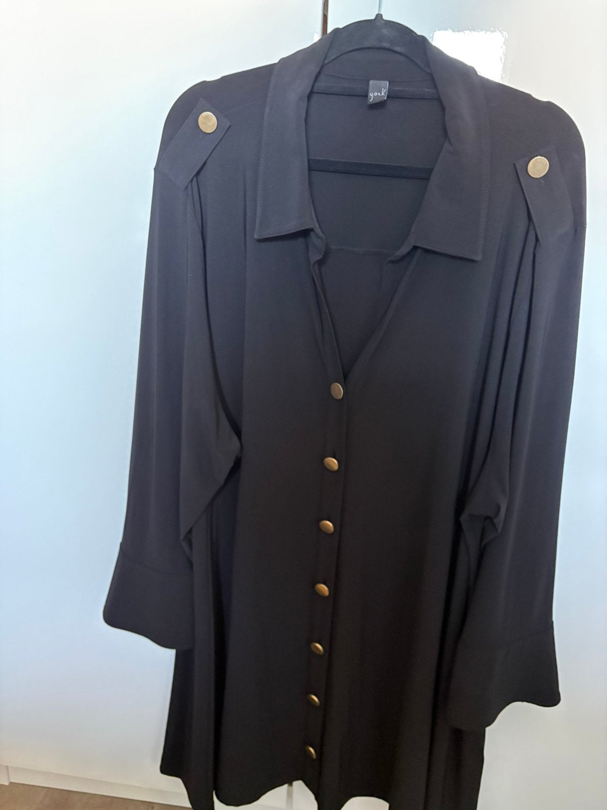 Yoek prachtige zware zwarte tuniek 58/60, Verzenden, Zo goed als nieuw, Zwart, Blouse of Tuniek