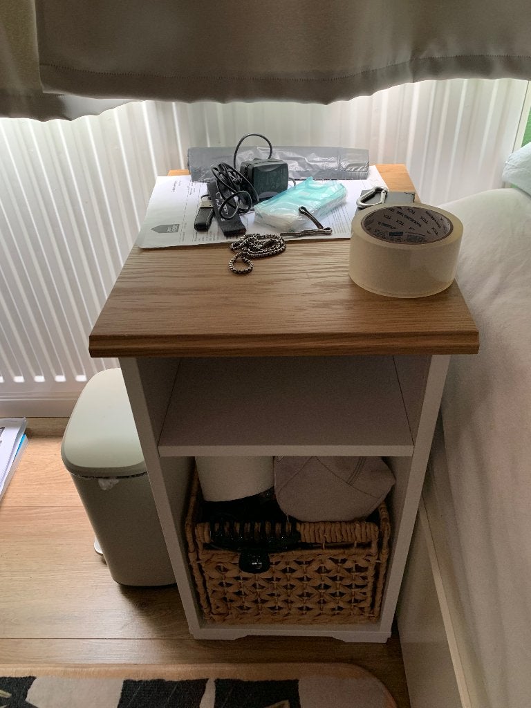IKEA SKRUVBY bijzettafel, wit, 40x32 cm, Ophalen, Gebruikt, Minder dan 45 cm, 55 tot 70 cm