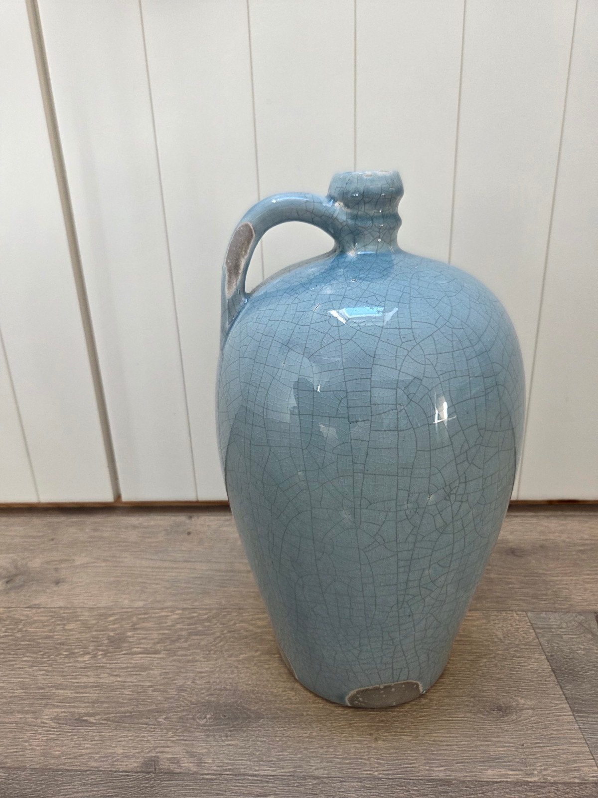 Brynxz pot lichtblauw met craquelé effect, Ophalen, Gebruikt, Steen/keramiek, Met patroon/structuur