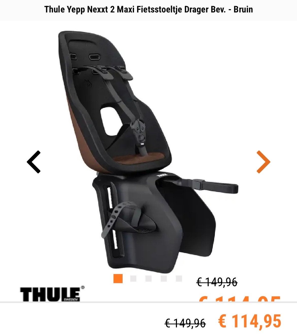 Thule Yepp Nexxt 2 Maxi Fietsstoeltje Drager Bev. - Bruin, Ophalen, Zo goed als nieuw, Achterzitje