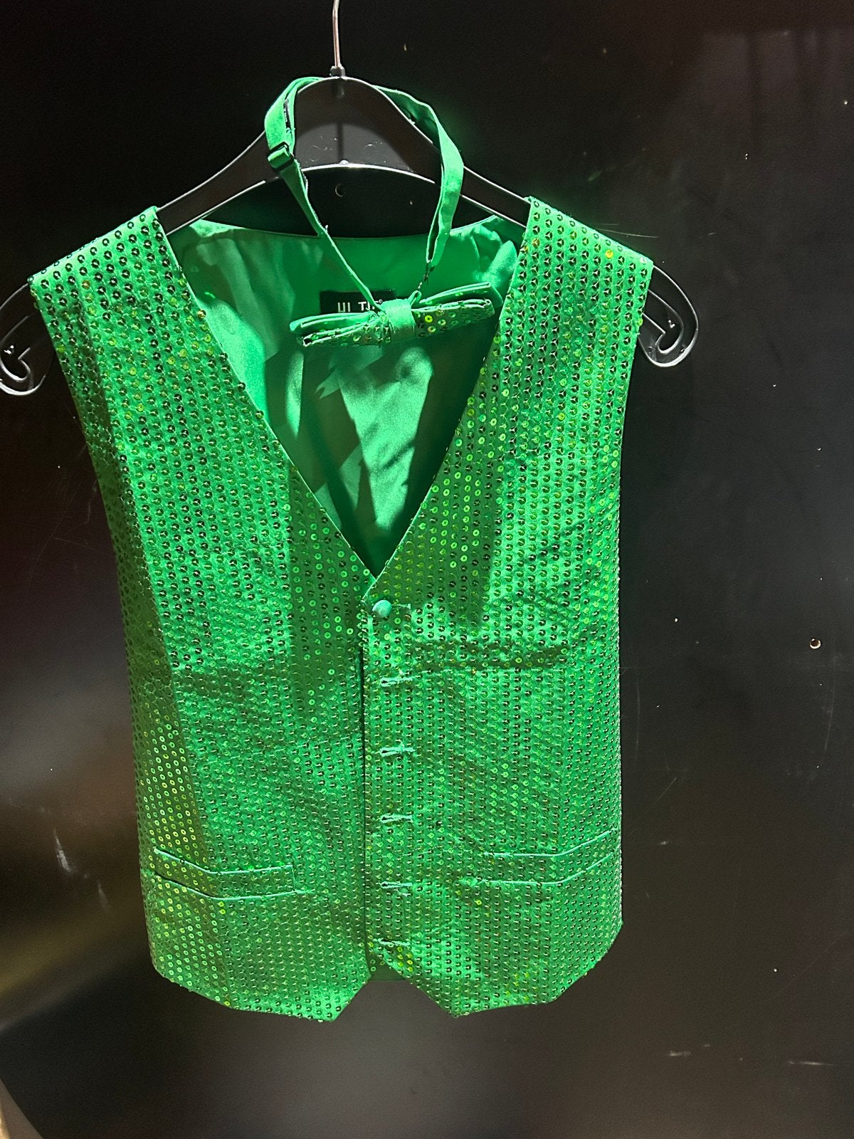 Groene Glitter Giletjes met Strikjes - Diverse Maten, Kleding | Heren, Ophalen, Carnaval, Overige maten, Zo goed als nieuw