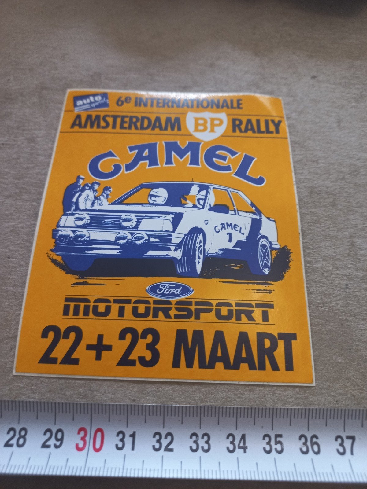 Vintage Camel Ford Motorsport BP Rally Sticker 22+23 Maart, Ophalen of Verzenden