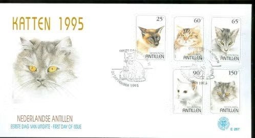 nederlandse antillen 1995 - FDC E267 - Katten, Ophalen of Verzenden