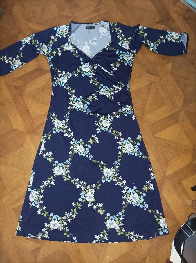 King Louie jurk bloemen maat M (officieel L), Maat 38/40 (M), Blauw, Kinh, Ophalen of Verzenden