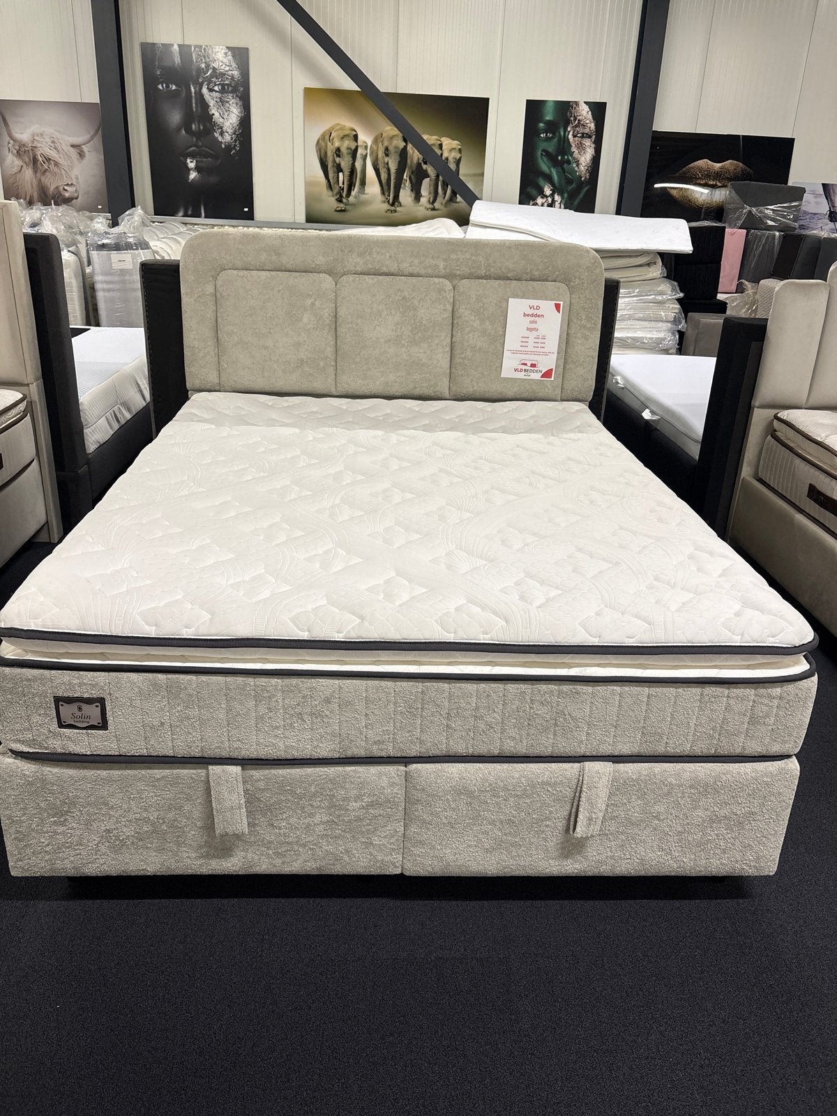 Boxspring met opbergruimte en gratis Emma matras, Huis en Inrichting, Ophalen of Verzenden, Overige maten, 200 cm, Nieuw