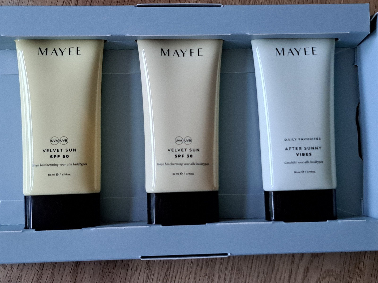 MAYEE Suncare Giftset - SPF 50, SPF 30 & After Sunny Vibes, Sieraden, Tassen en Uiterlijk, Uiterlijk | Gezichtsverzorging, Ophalen of Verzenden