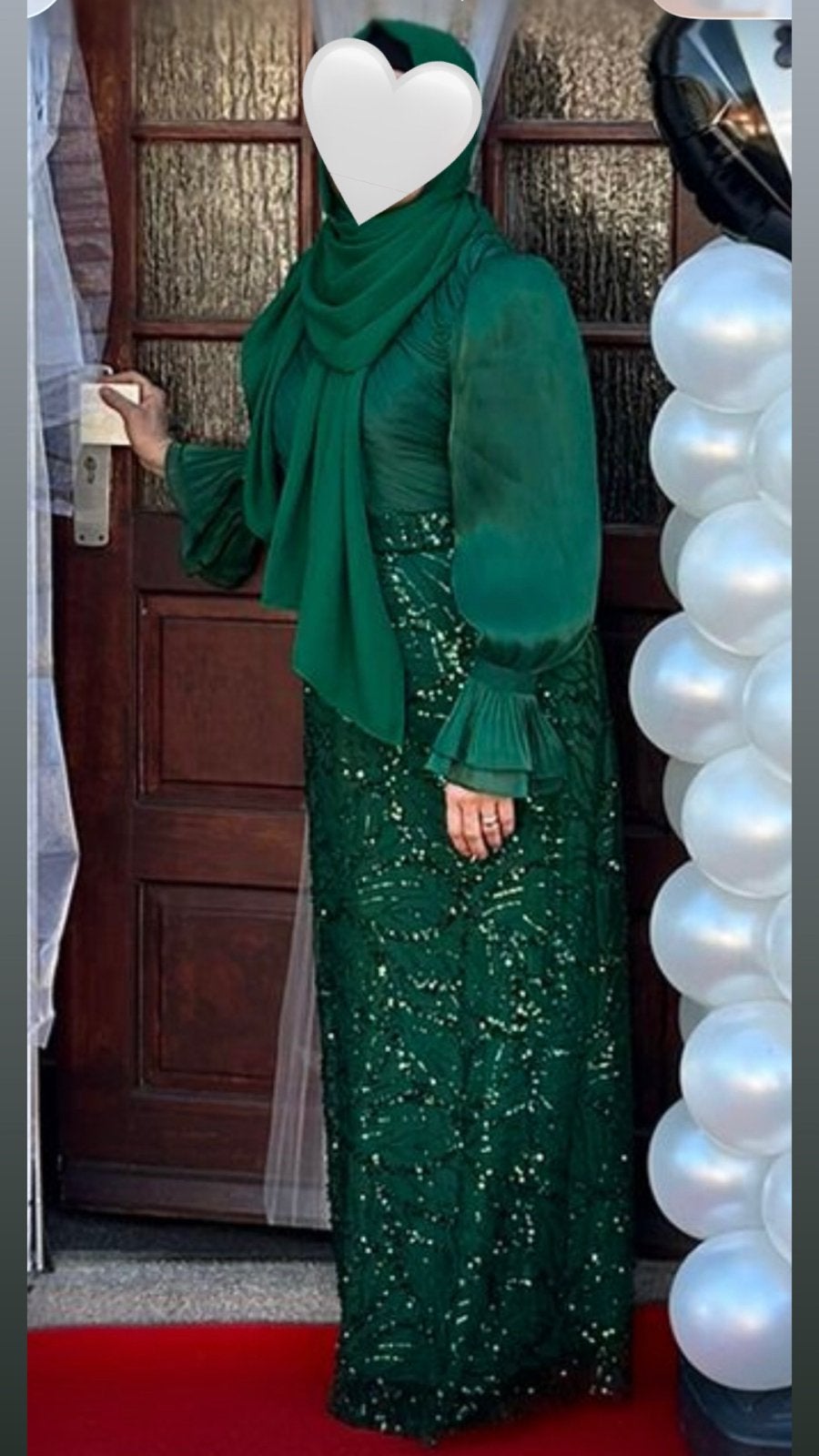 Prachtige smaragdgroene galajurk met pailletten, Galajurk, Maat 46/48 (XL) of groter, Ophalen of Verzenden, Zo goed als nieuw