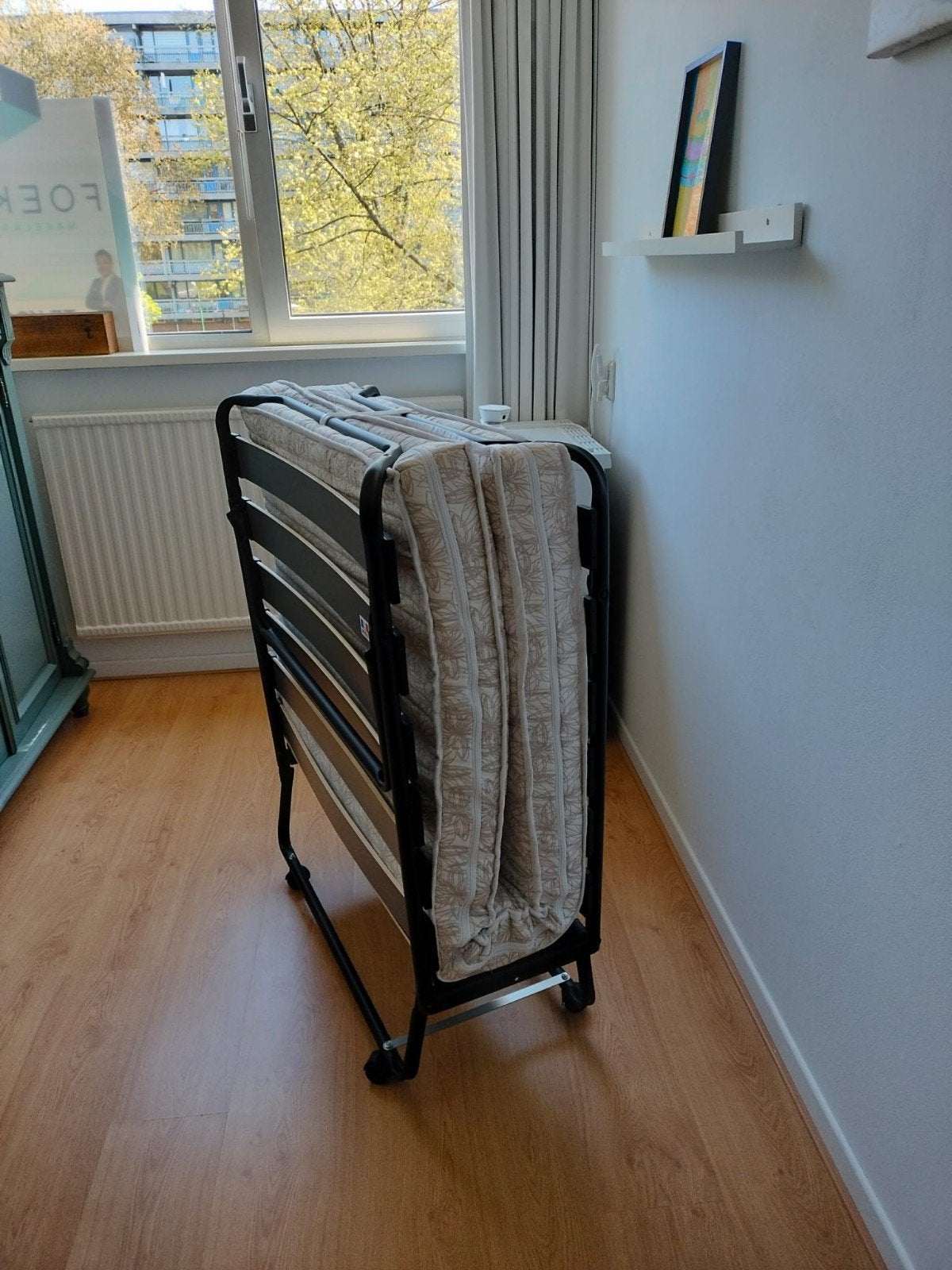 Opvouwbaar logeerbed met matras en hoes, Ophalen, Gebruikt, 90 cm, Eenpersoons