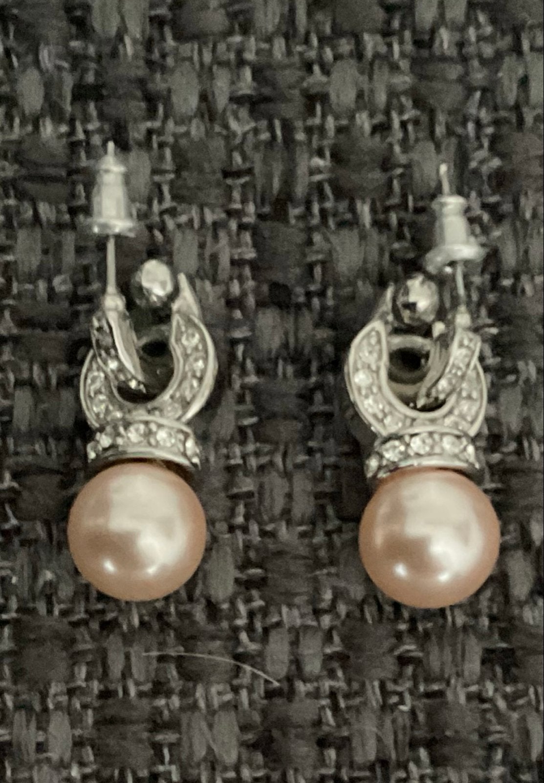 Nieuwe / zalmkleurige / strass oorbellen, Overige materialen, Hangers, Verzenden, Nieuw