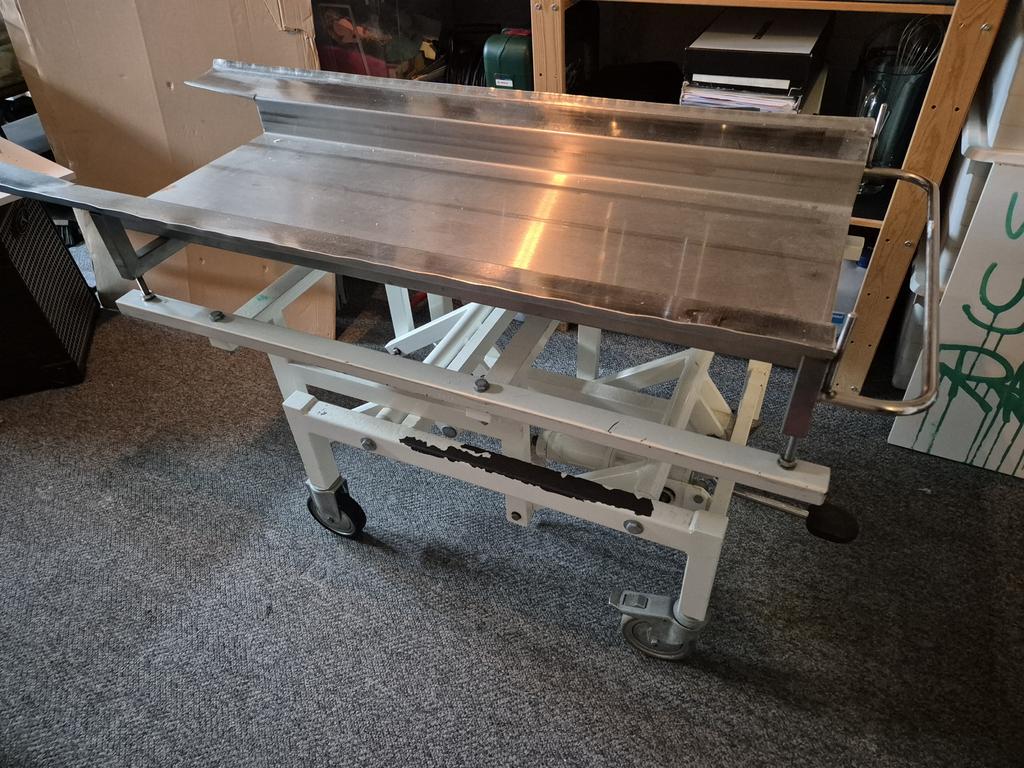 RVS Werktafel op wielen - Verstelbaar, Ophalen, Gebruikt