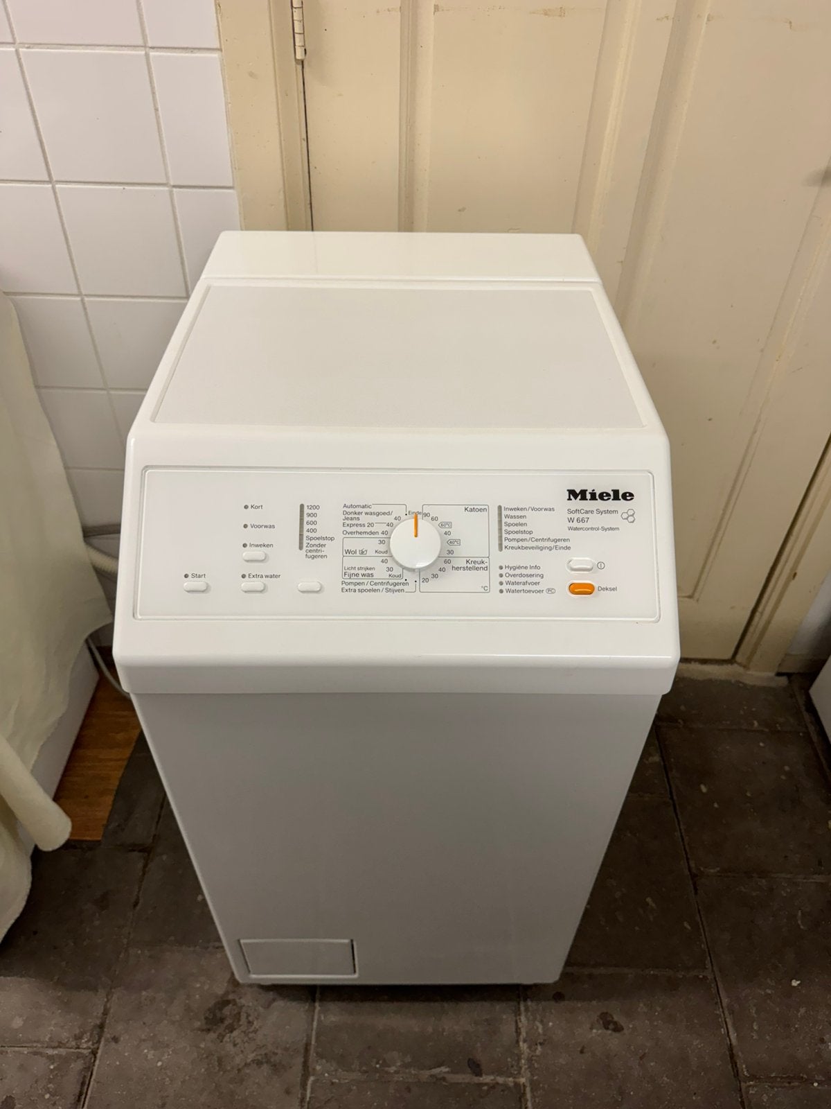 Miele W667 Bovenlader Wasmachine | Schoon | Werkt Super, Ophalen, Minder dan 50 cm, Gebruikt, Wit