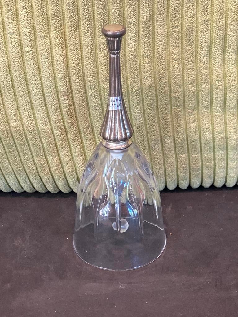 Kristallen tafelbel met verzilverd handvat (300426b), Ophalen of Verzenden