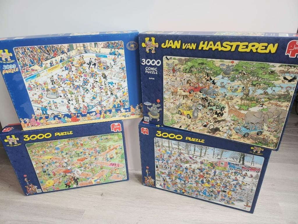 4x Jan van Haasteren 3000 stukjes, Hobby en Vrije tijd, Denksport en Puzzels, Ophalen of Verzenden, Meer dan 1500 stukjes, Gebruikt