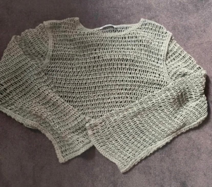 Zara gehaakte crop top met wijde mouwen, Ophalen of Verzenden, Zo goed als nieuw, Maat 36 (S), Groen