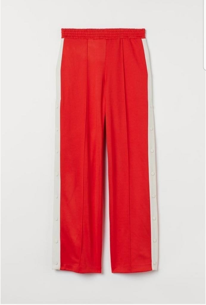 H&M wijde trackpants/trainingsbroek rood met drukknopen – XL, Kleding | Dames, H&M, Maat 46/48 (XL) of groter, Nieuw, Ophalen of Verzenden