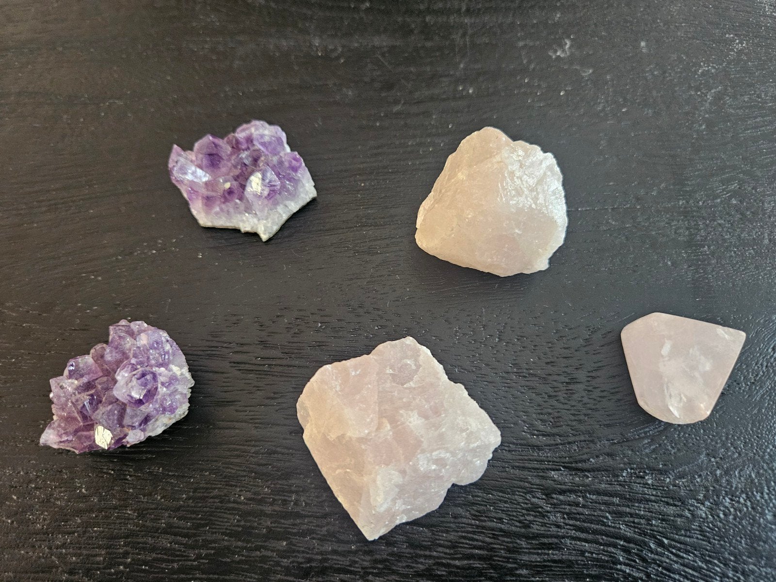Amethist en Rozenkwarts Kristallen Set, Ophalen of Verzenden