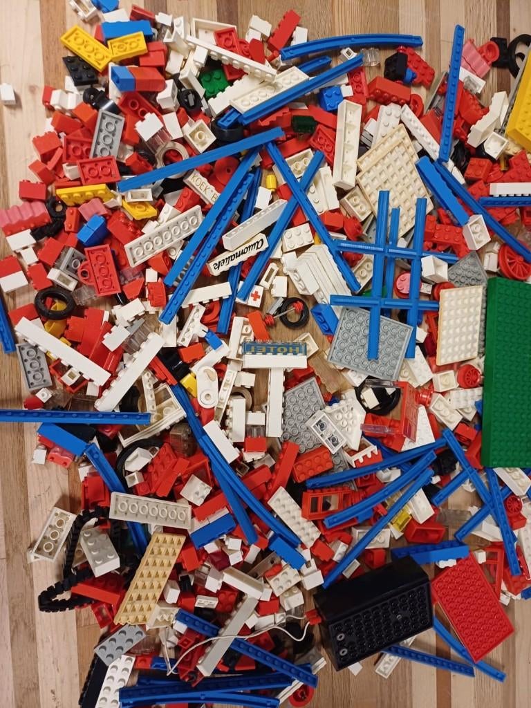 Vintage houten legodoos voorzien van Lego, Ophalen of Verzenden, Gebruikt, Lego