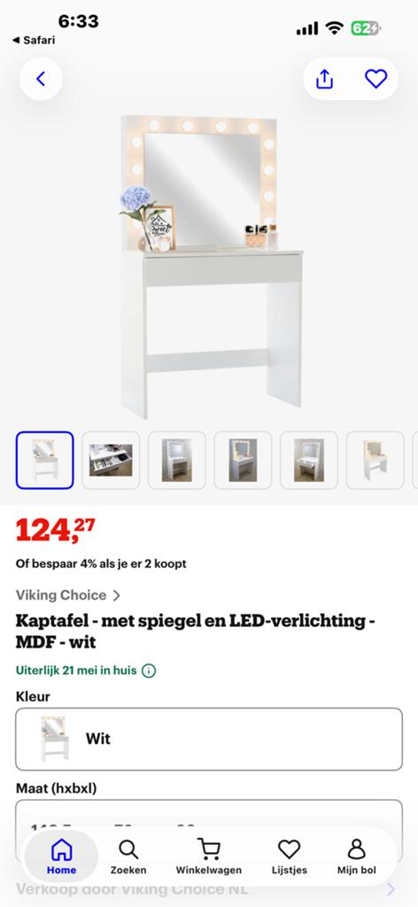 Kaptafel makeup tafel met spiegel en LED-verlichting, Huis en Inrichting, Ophalen, 100 tot 150 cm, 50 tot 100 cm, Zo goed als nieuw