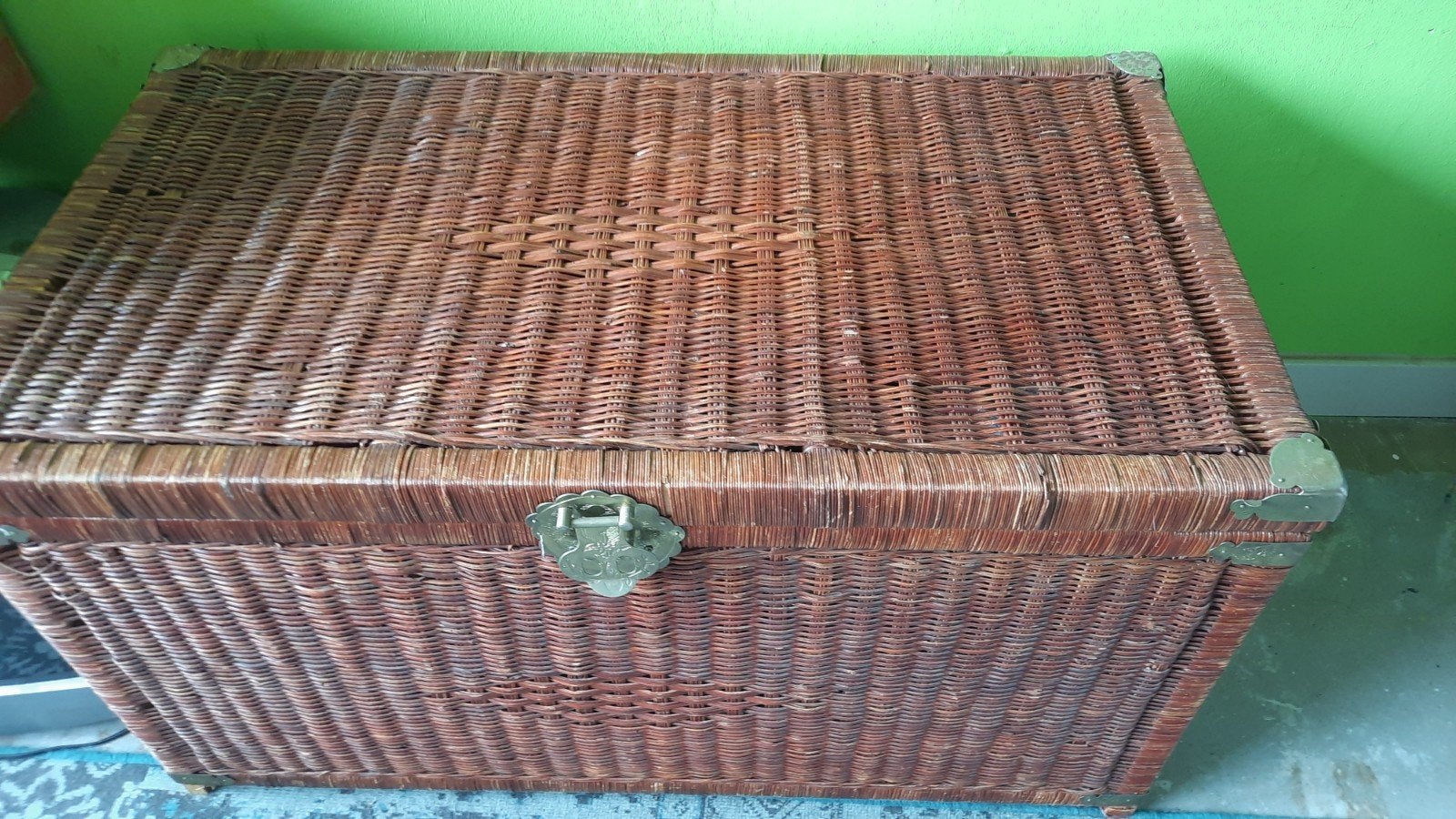 Vintage rotan kist, Huis en Inrichting, Ophalen, Gebruikt, 100 tot 150 cm, 75 tot 100 cm