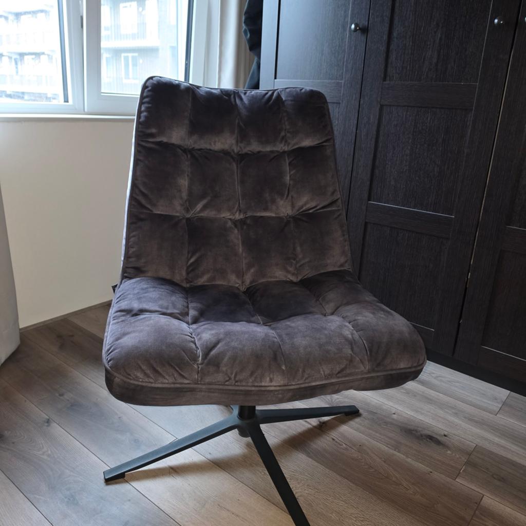 Fautuille Job antraciet velved stof, merk woods, Ophalen, Zo goed als nieuw, Stof, 50 tot 75 cm