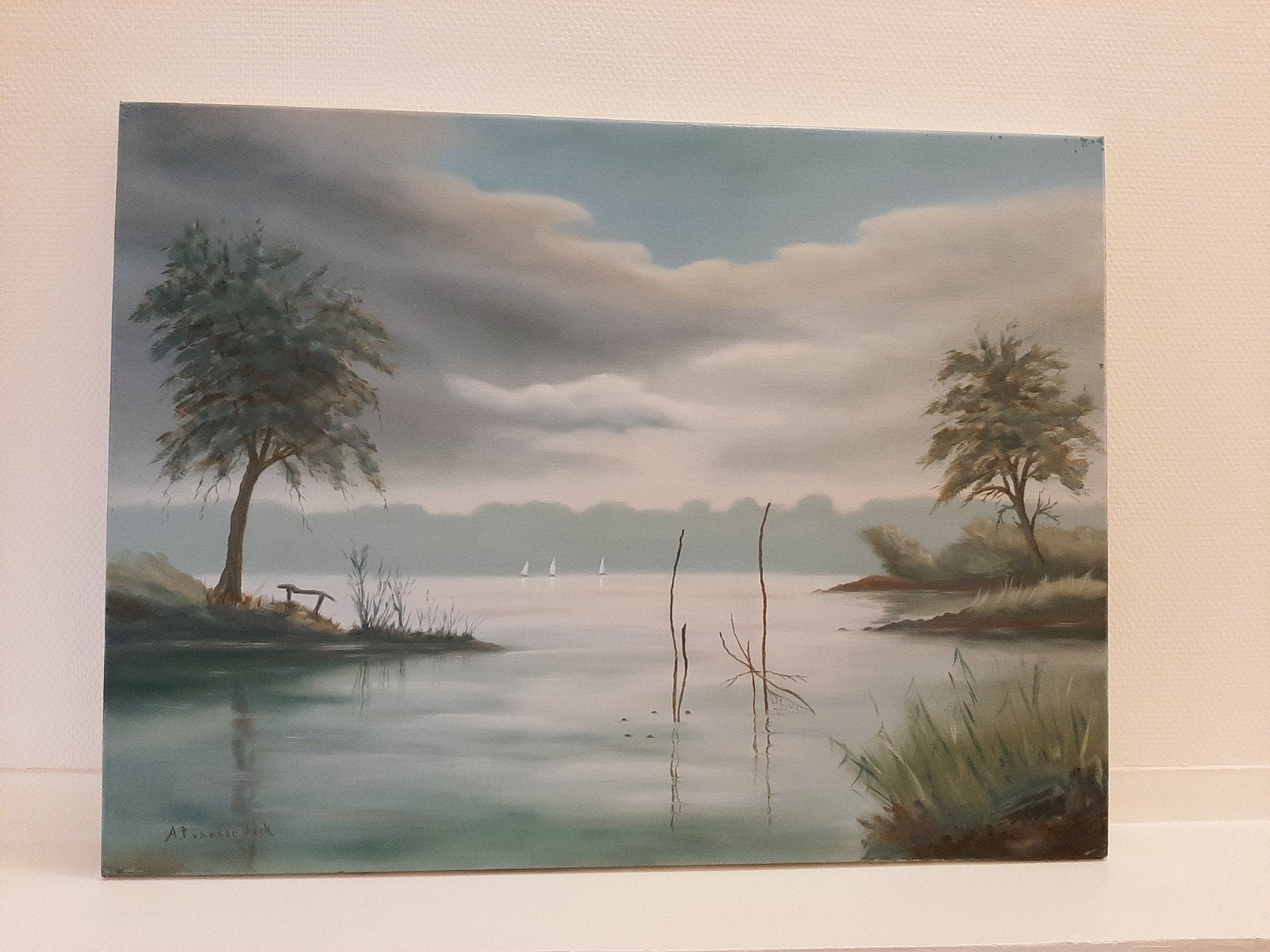 Schilderij landschap plassen bij kortenhoef, Ophalen of Verzenden
