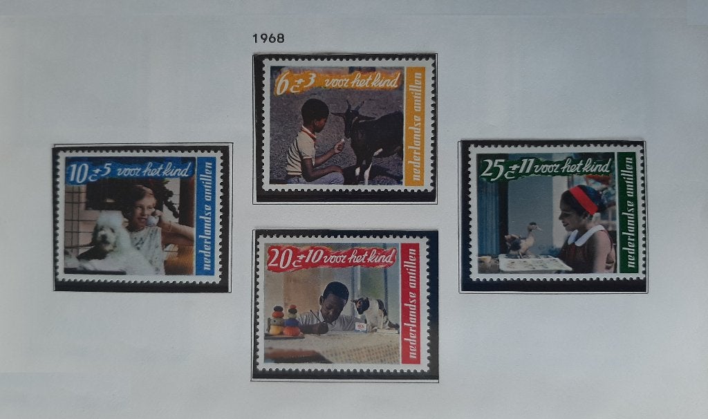1968 Nederlandse Antillen Kinderpostzegels kinderen dieren, Ophalen, Postfris