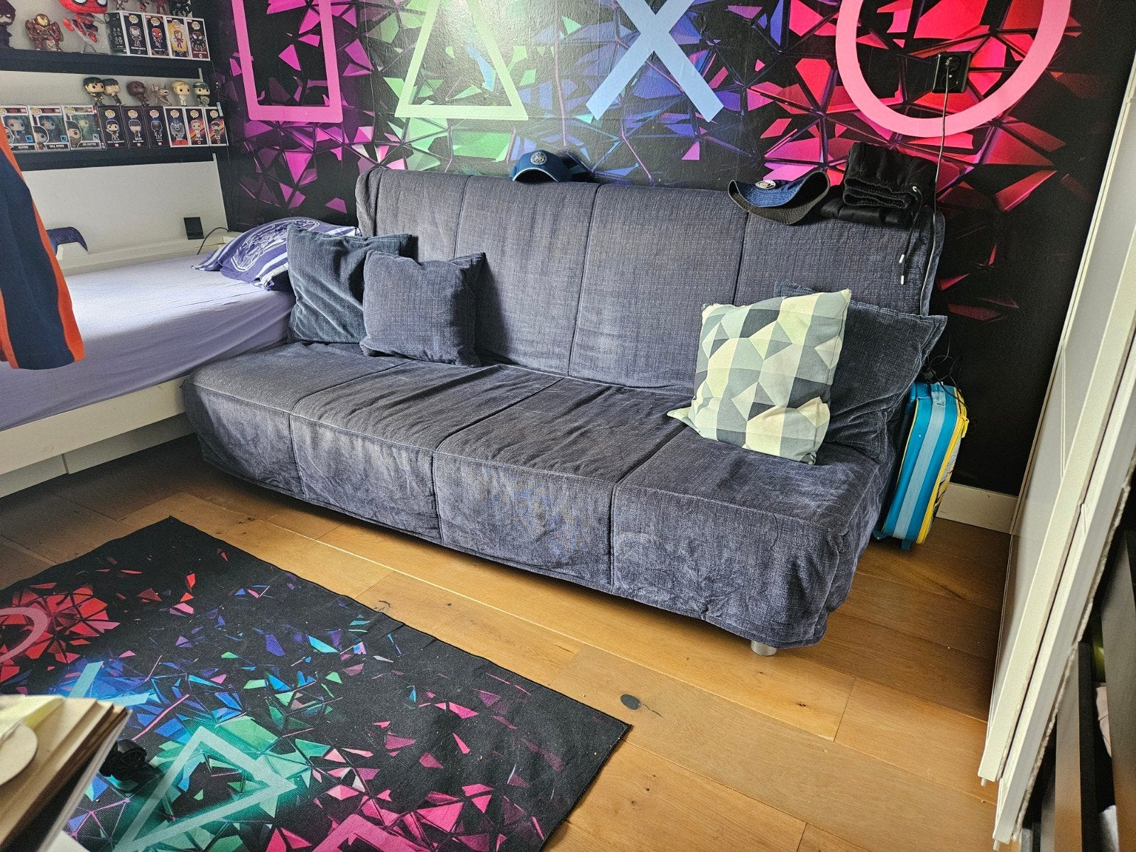 IKEA Beddinge Bedbank Donkerblauw 140x200 met Opbergbak, Ophalen of Verzenden, Gebruikt, Tweepersoons, 140 cm