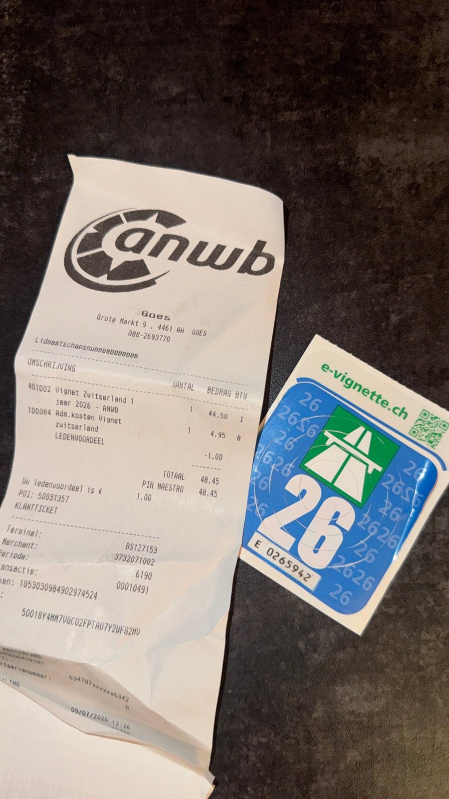 Zwitsers Autobahnvignet 2026 - ANWB, Ophalen