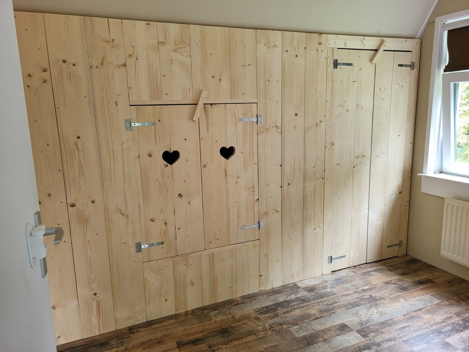 Bedstee schuine wand steigerhout, Ophalen, 180 cm of meer, 85 tot 100 cm