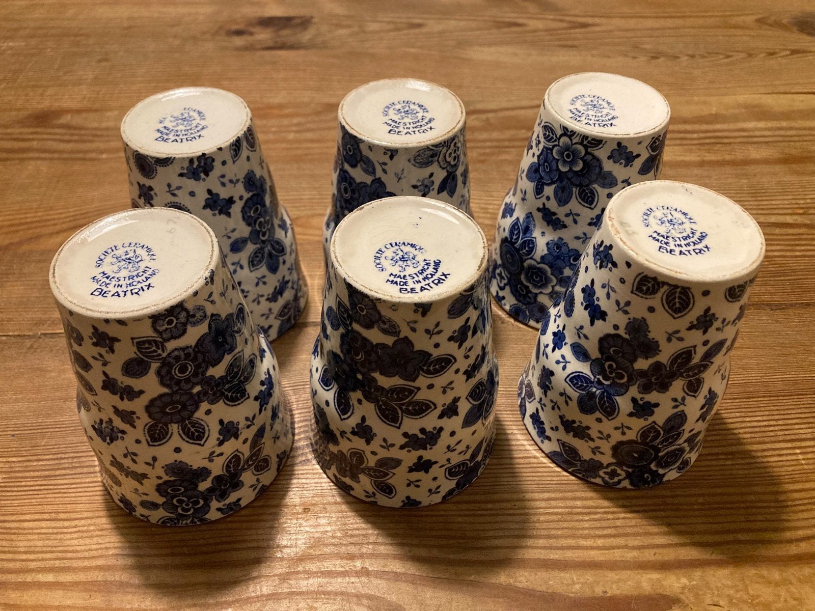 Set van 6 originele Société Céramique 'Beatrix' bekers, Ophalen of Verzenden