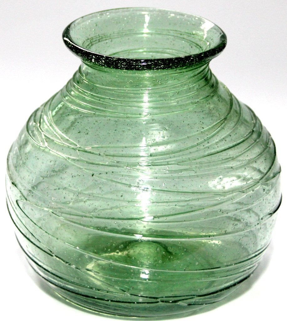 Prachtig Groen Glazen Draad Bolvaas Romeins Model, Antiek en Kunst, Ophalen of Verzenden