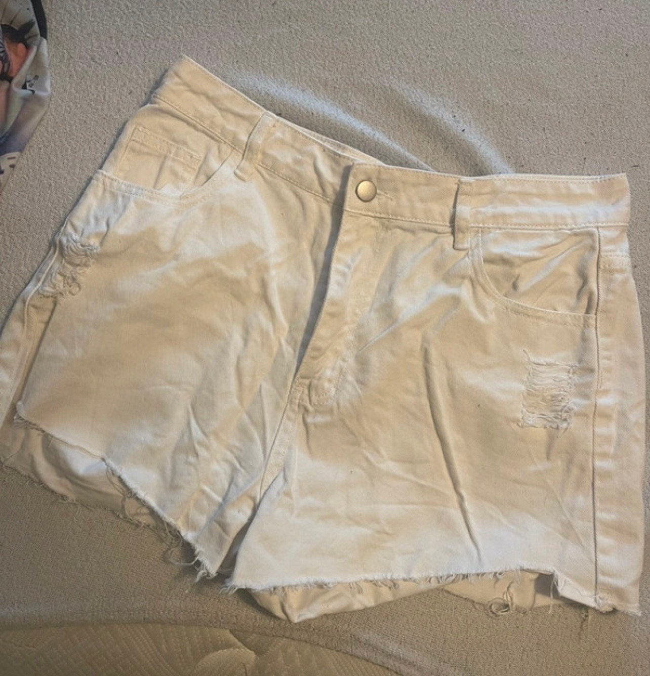 Witte denim shorts met gerafelde zoom, Kort, Verzenden, Wit, Maat 46/48 (XL) of groter