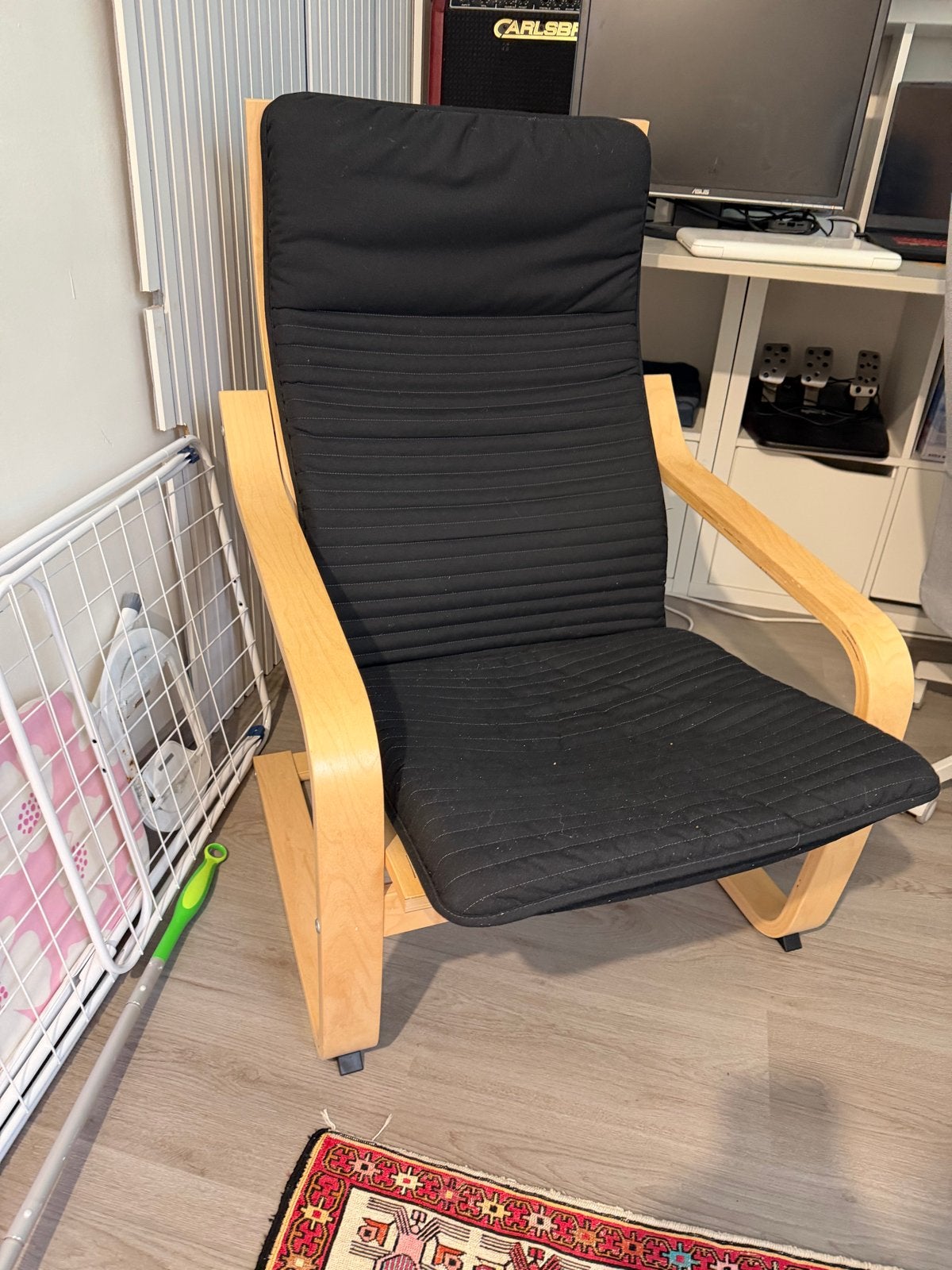 Ikea Pöang Fauteuil - Zo goed als nieuw, Zwart, Ophalen of Verzenden, Zo goed als nieuw, Eén