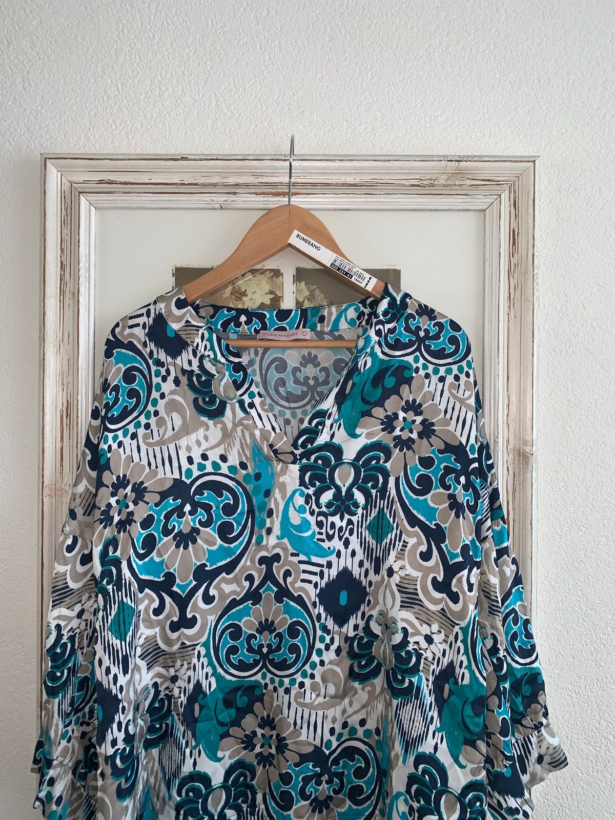 Studio Anneloes blouse Maat L - Blauw/Grijs/Wit Print, Ophalen of Verzenden, Zo goed als nieuw, Maat 42/44 (L), Blauw