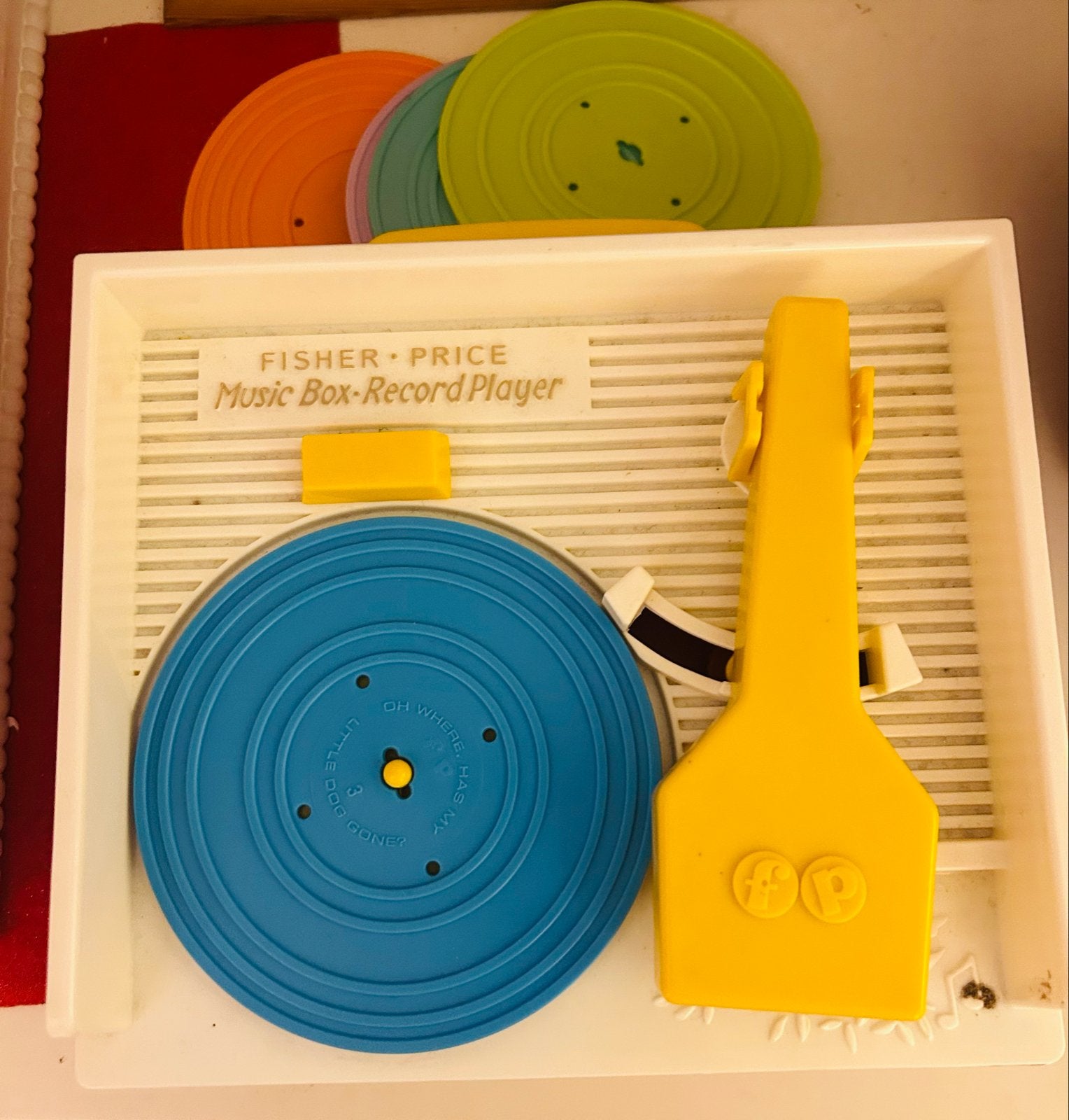 Vintage Fisher-Price Music Box Record Player met platen, Kinderen en Baby's, Ophalen of Verzenden, Gebruikt, Speelset, Met geluid