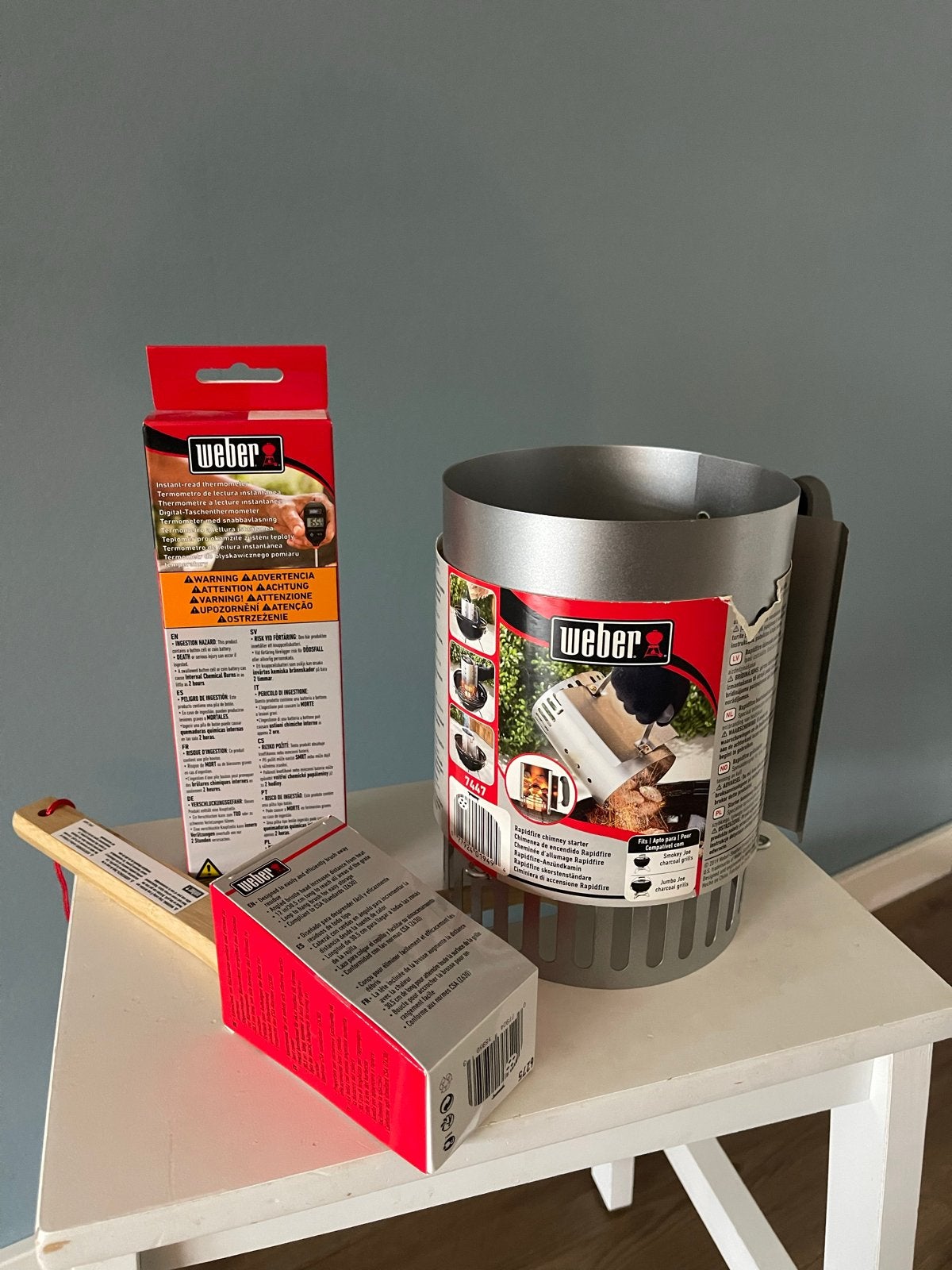 Weber BBQ startset: brikettenstarter, borstel, thermometer, Ophalen of Verzenden, Nieuw