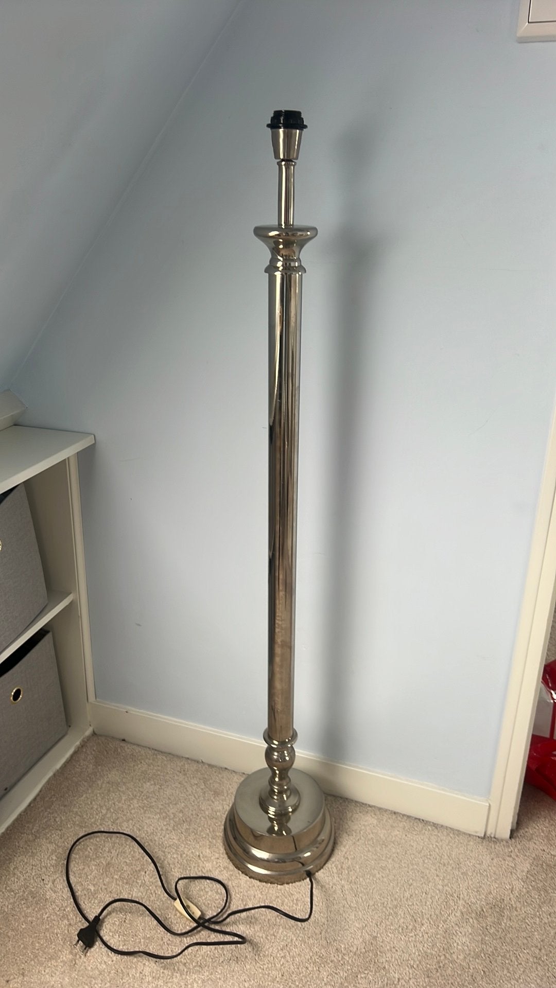 Leuke Chrome lampenvoet, Huis en Inrichting, Lampen | Vloerlampen, Ophalen, Zo goed als nieuw, E27 (groot), 100 tot 150 cm