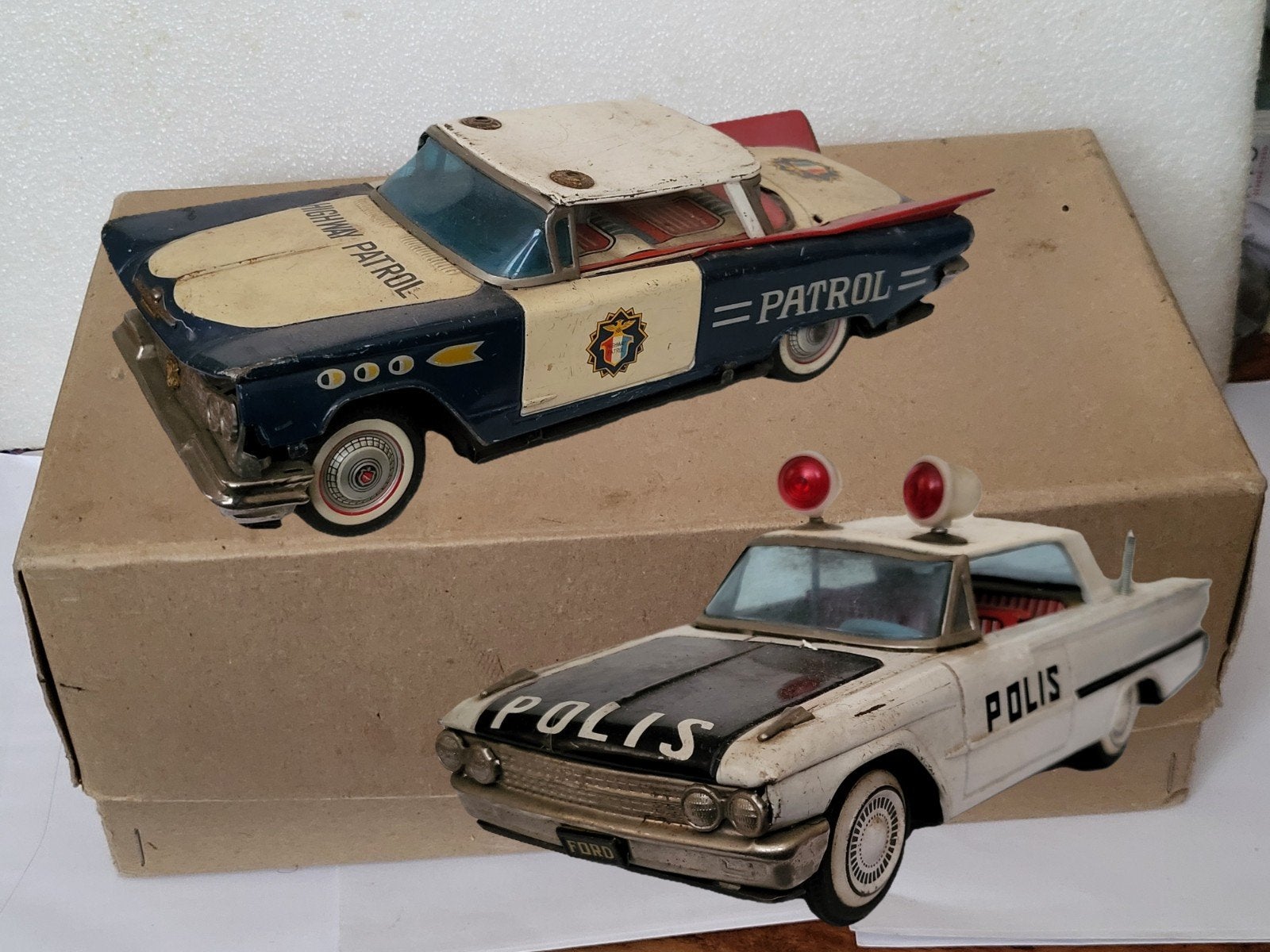 Vintage Blikken Politieauto Speelgoed - Highway Patrol Ford, Ophalen of Verzenden