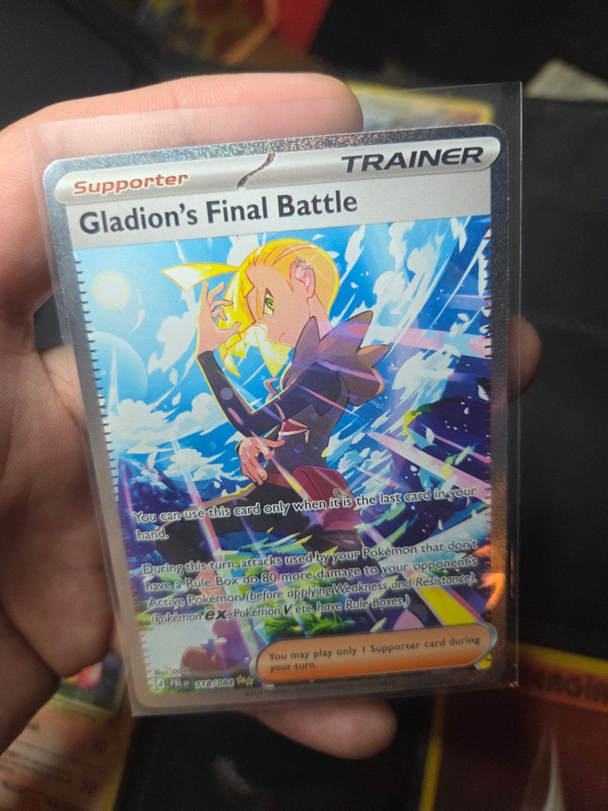 Gladion's Final Battle 118/084 SIR Pitch Black Mega Evolutio, Hobby en Vrije tijd, Ophalen of Verzenden, Nieuw, Losse kaart, Foil