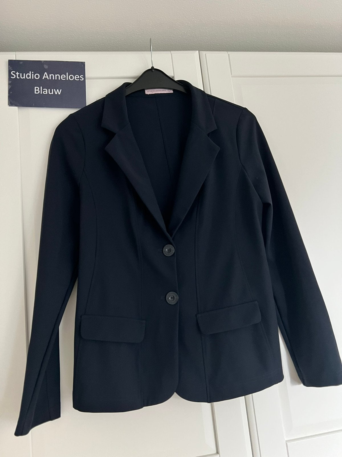 Studio anneloes bright bonded blazer L donkerblauw travel, Blauw, Maat 42/44 (L), Ophalen of Verzenden, Zo goed als nieuw