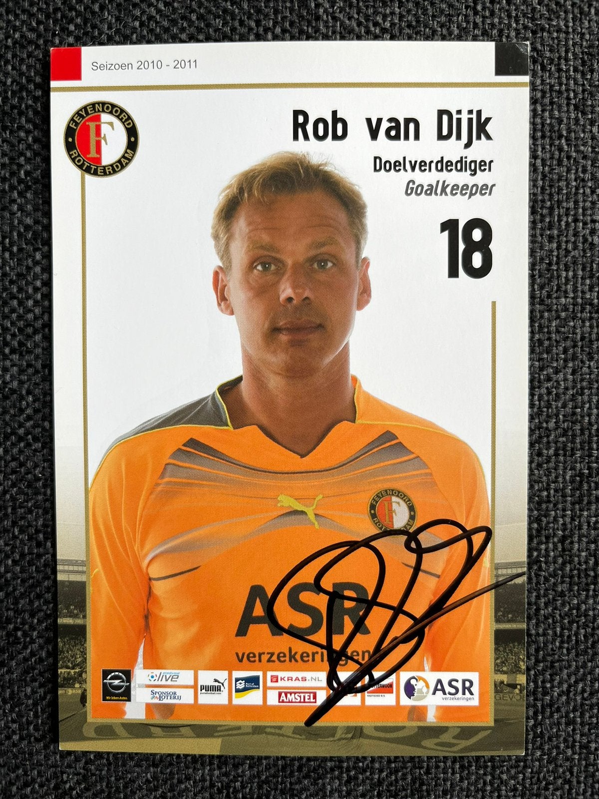 Feyenoord spelerskaart Van Dijk met handtekening, Ophalen of Verzenden, Zo goed als nieuw, Feyenoord, Spelerskaart