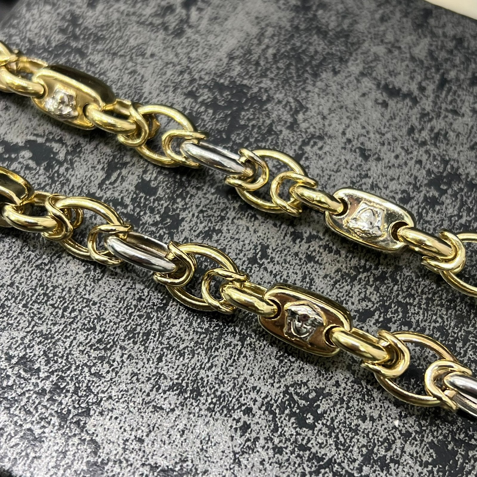 14 karaats gouden ketting versace schakel nieuw, Ophalen of Verzenden, Nieuw, Goud