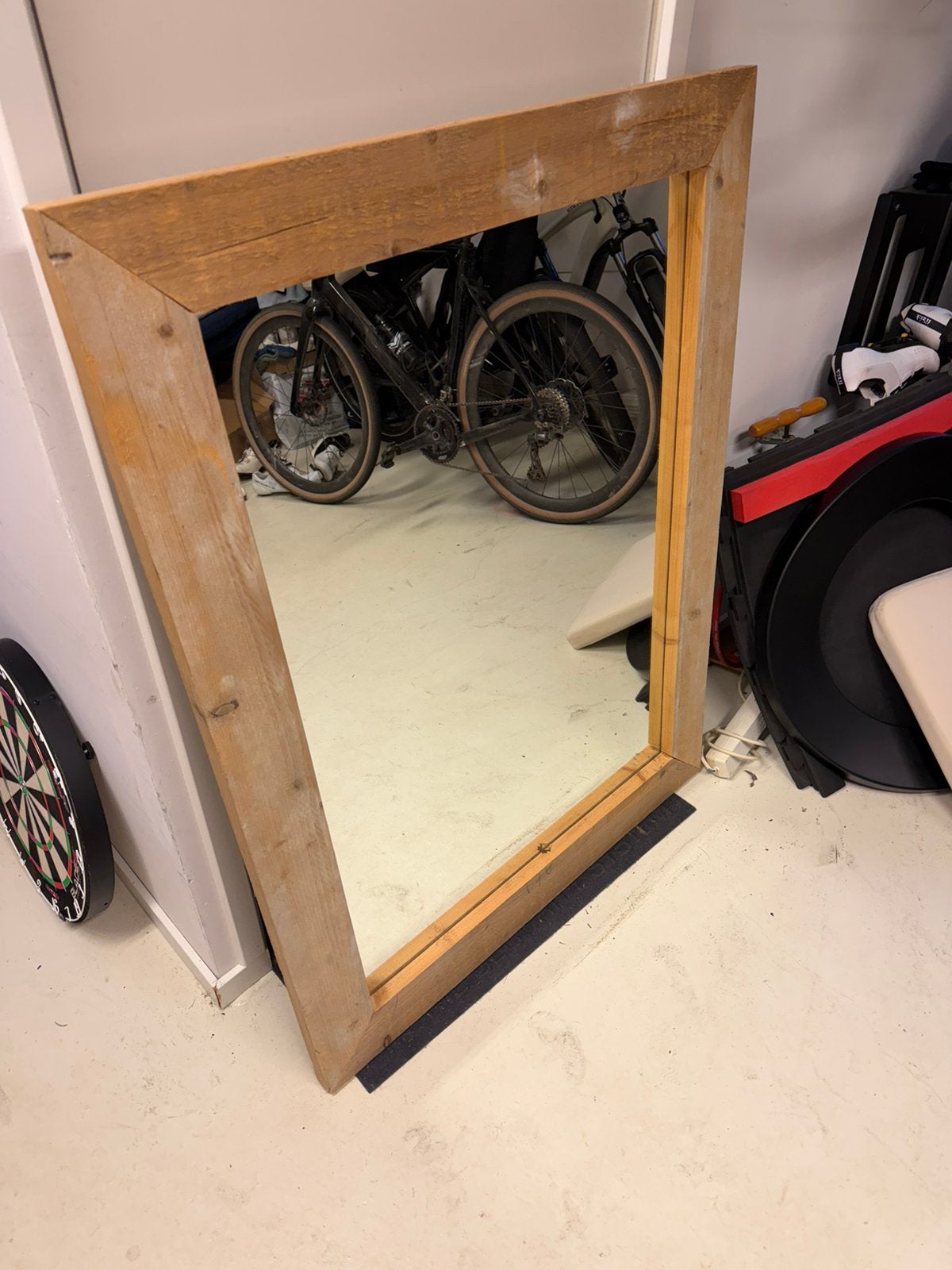 Spiegel van steigerhout, Ophalen, 100 tot 150 cm, Zo goed als nieuw, 75 tot 100 cm