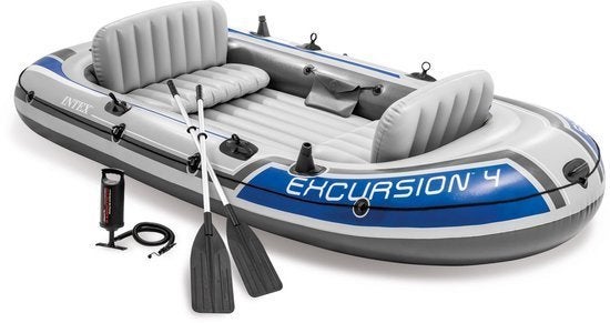 Intex Excursion 4 Opblaasboot compleet incl peddels en pomp, Ophalen, Opblaasbaar, Drie personen of meer, Overige typen