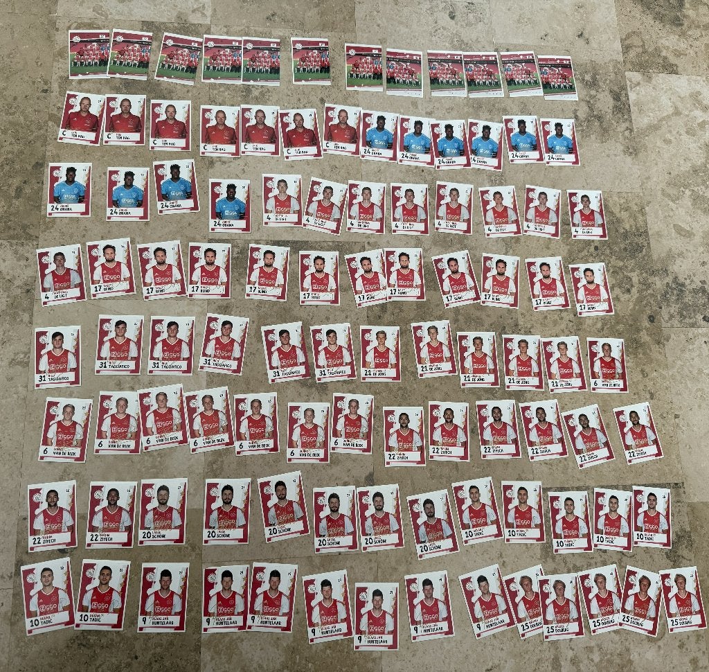 102x AH voetbalplaatjes Ajax, Verzamelen, Ophalen of Verzenden, Zo goed als nieuw, Ajax, Poster, Plaatje of Sticker