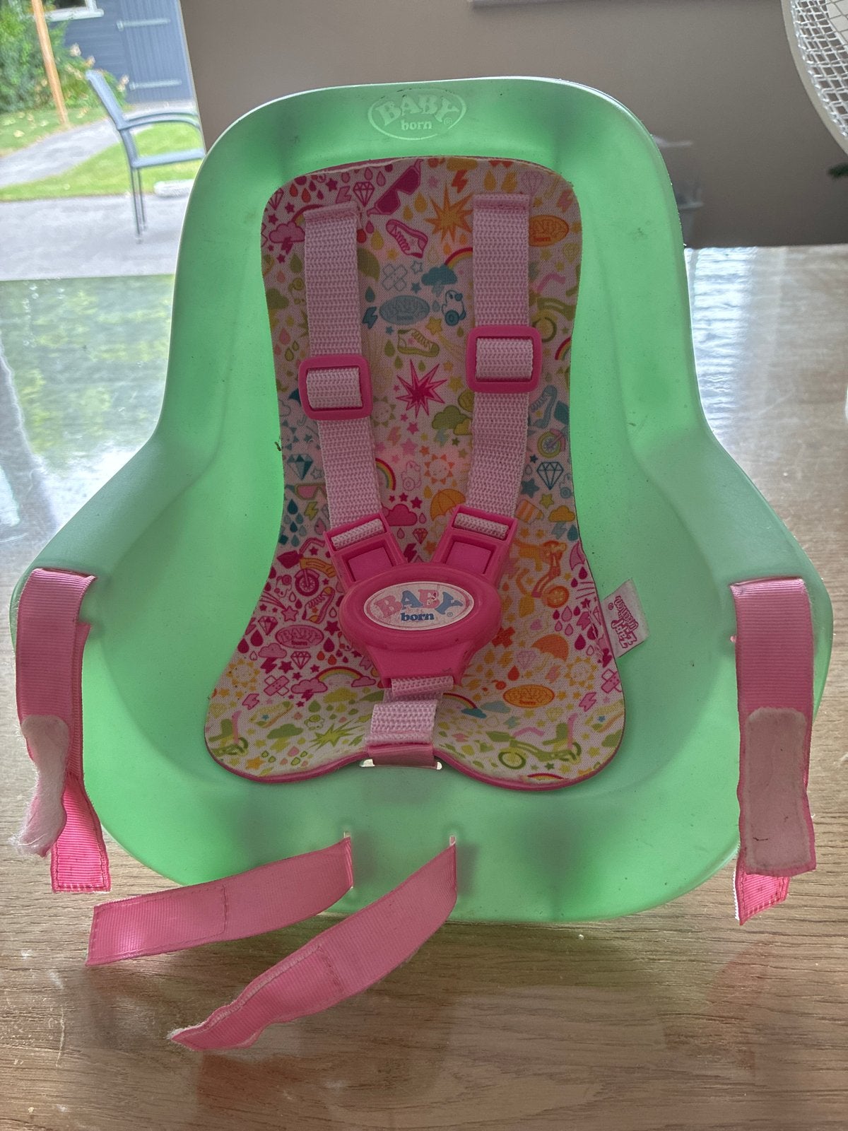 Baby Born fietsstoeltje voor pop - groen/roze, Ophalen, Gebruikt, Meisje