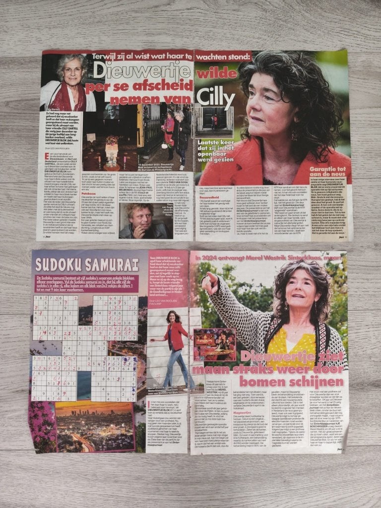 Dieuwertje Blok 4 pagina’s Privé tijdschrift, Verzenden, Gebruikt, Tv, Overige typen