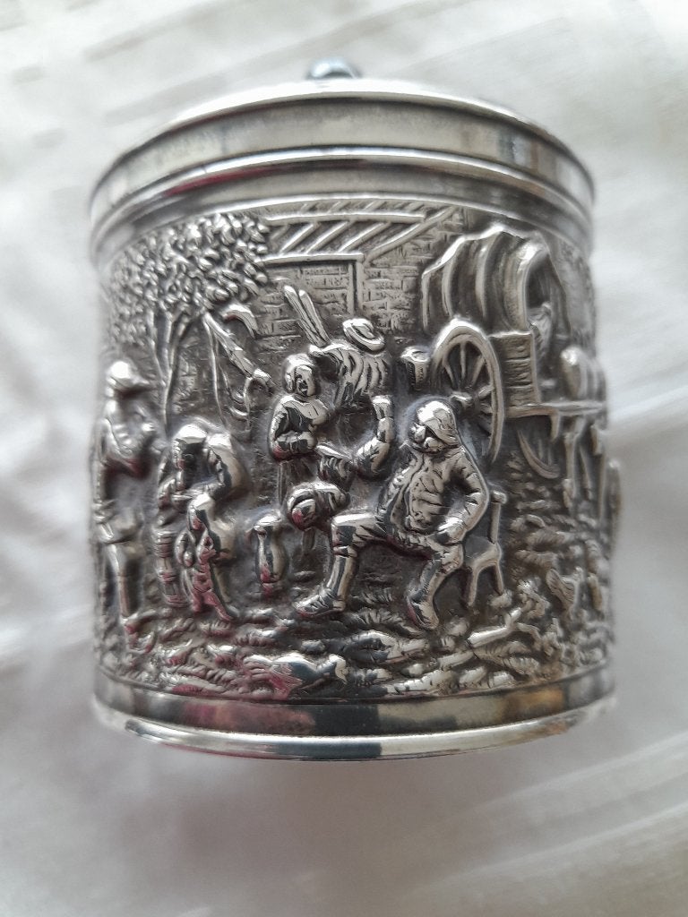 Vintage Zwaar VerzilverdeTheebusje-Douwe Egberts/Hooijkaas, Ophalen of Verzenden
