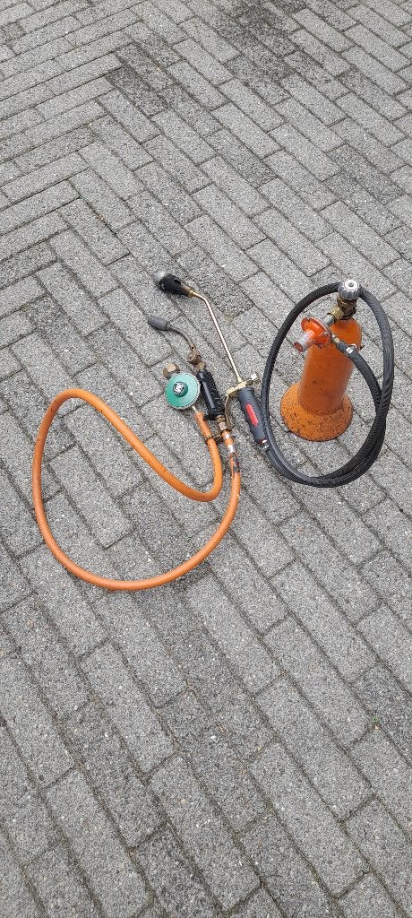 Gasbrander met gasfles en toebehoren, Ophalen, Gebruikt