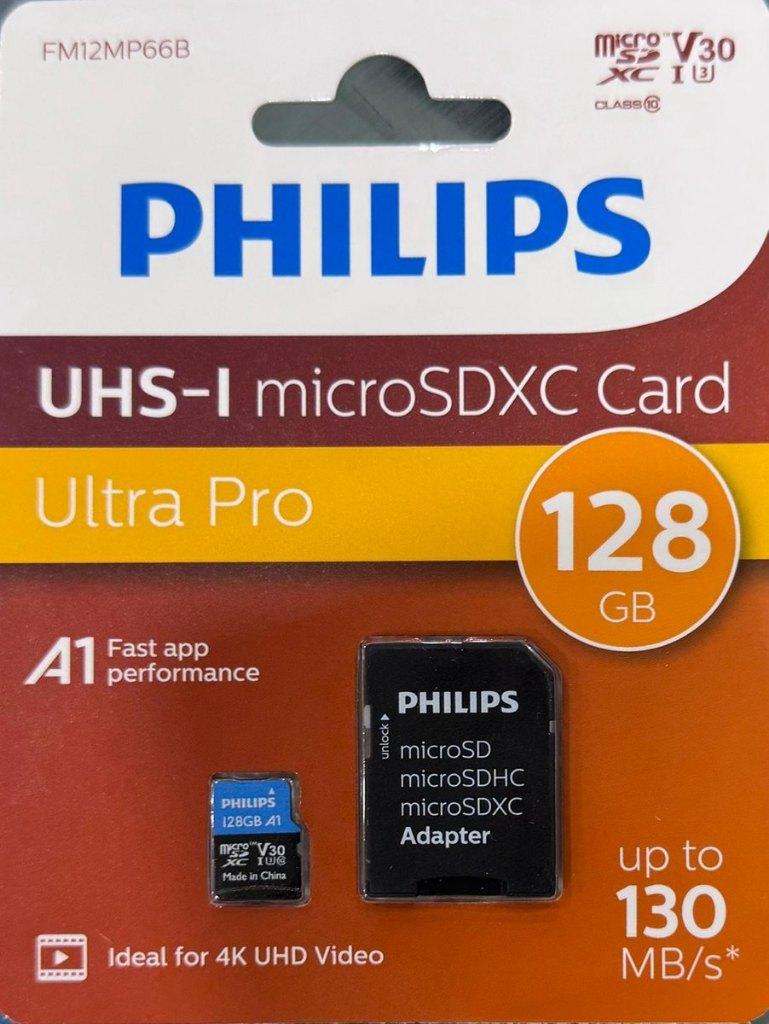 Philips UHS-I micro SD XC kaart Ultra Pro 128 GB 130 MB/s, Ophalen, Nieuw, Fotocamera, 128 GB